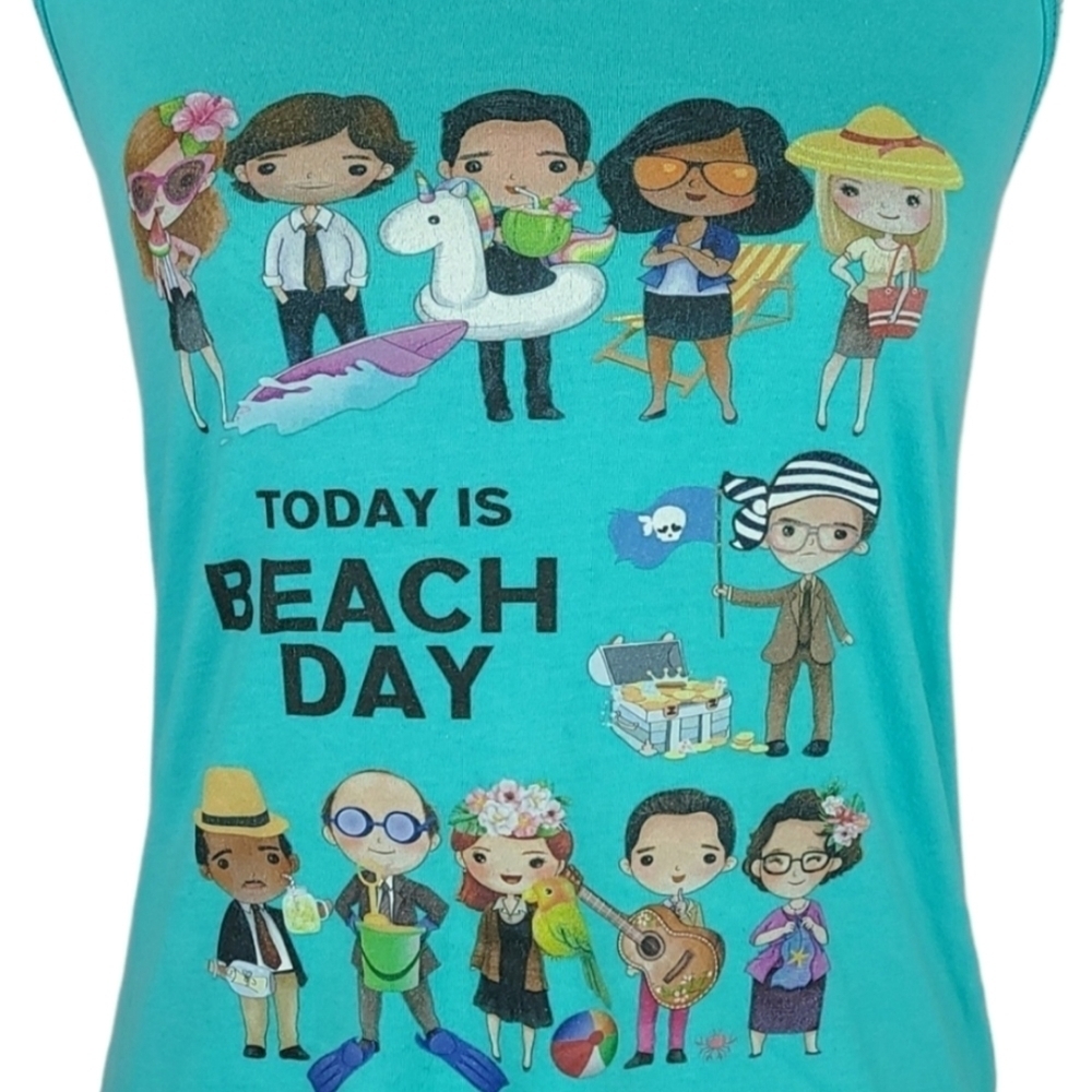 Beach Day Racerback Tank Top Tee - Teal Blue - Picture 2 of 7